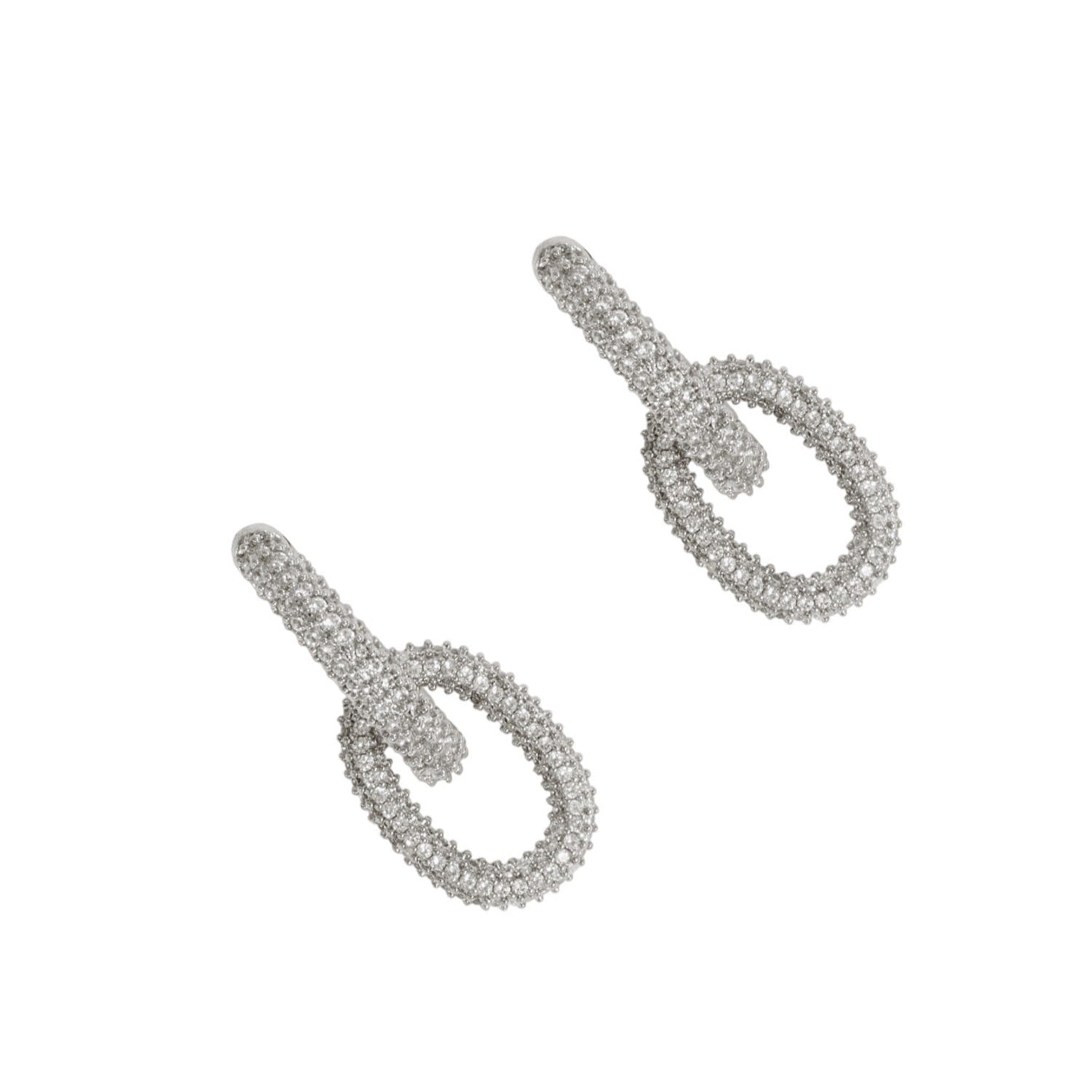 Oval Link Pavé Pendant Hoops Silver