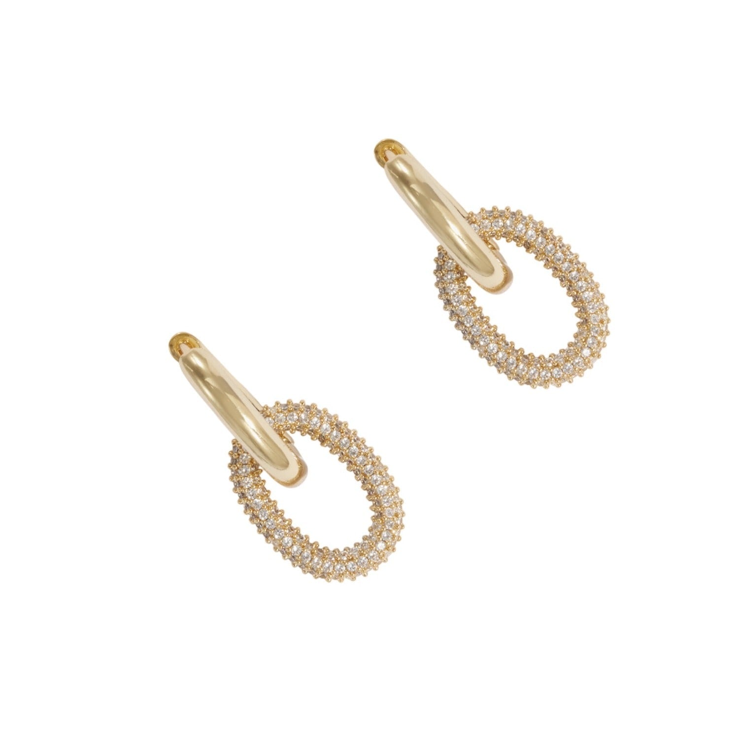 Oval Link Pendant Hoops Gold