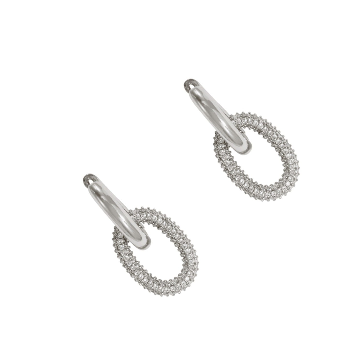 Oval Link Pendant Hoops Silver