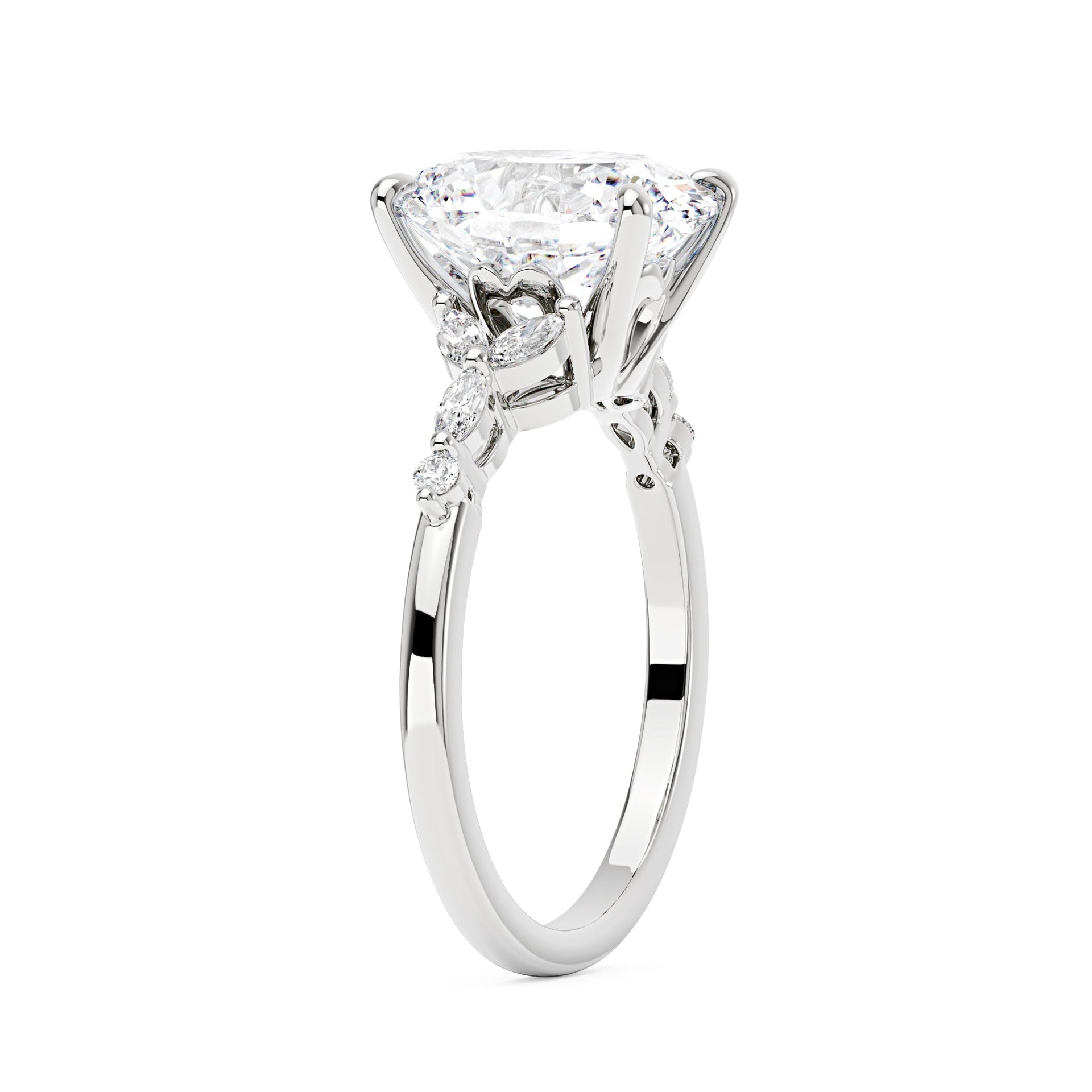 3 Carat Oval Moissanite Accented Band Engagement Ring