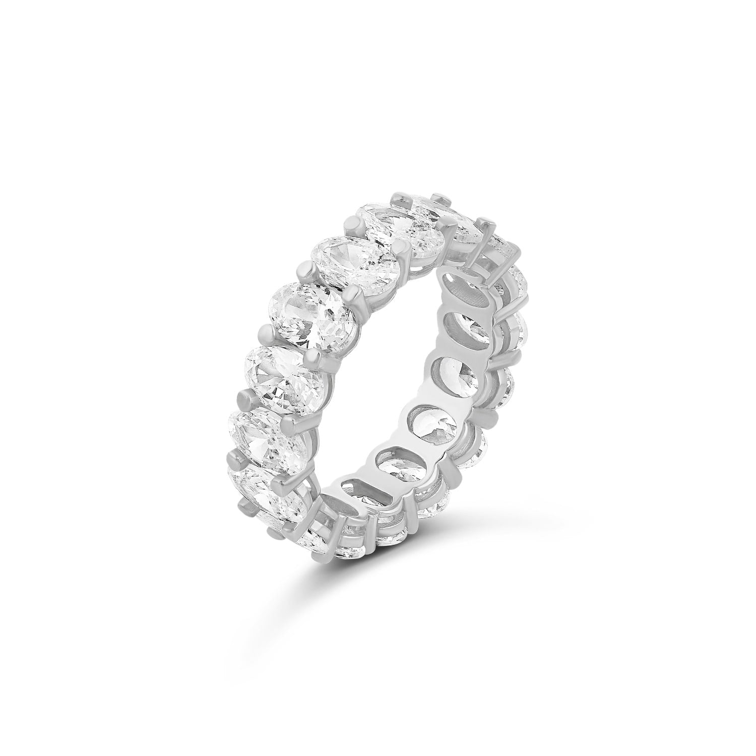 Oval Prong-Set Eternity Band - Silver