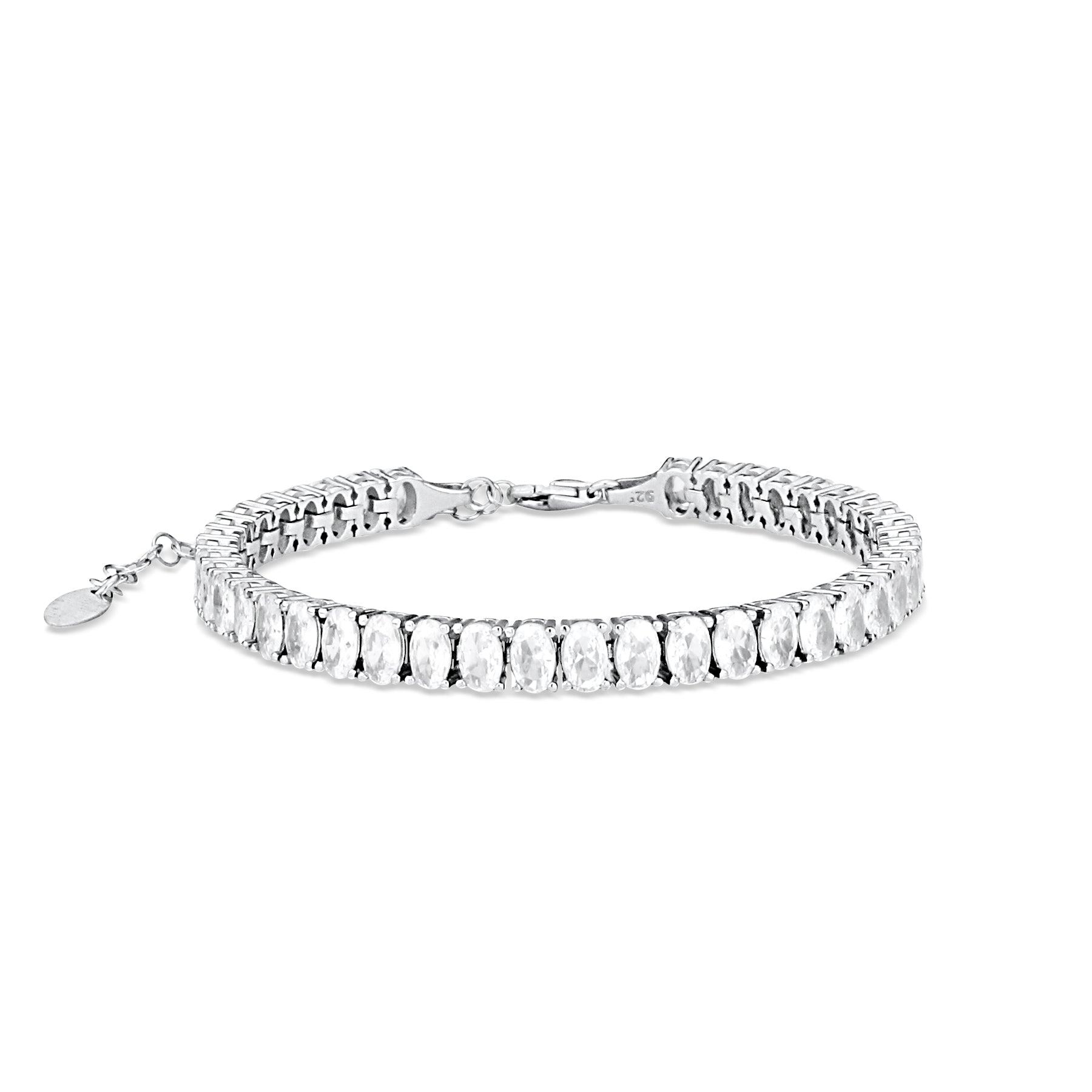 Oval Prong-Set Tennis Bracelet - Silver