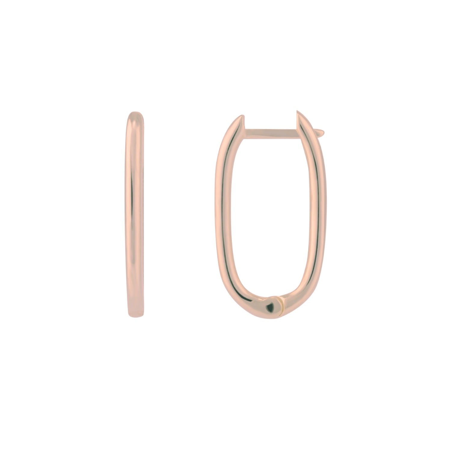 Oval Rectangular Sterling Silver Hoop Earring - Rose Gold