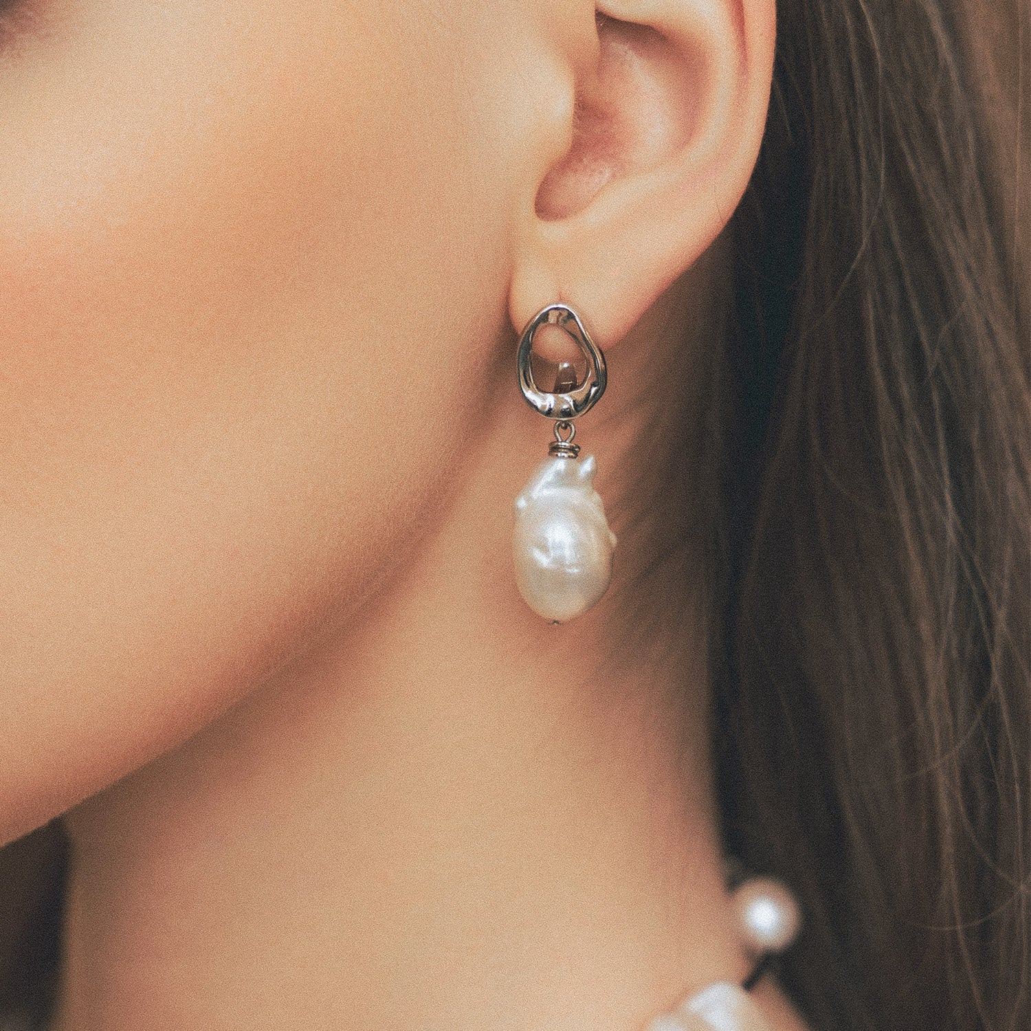 Rare Black Baroque Pearl Drop Earrings