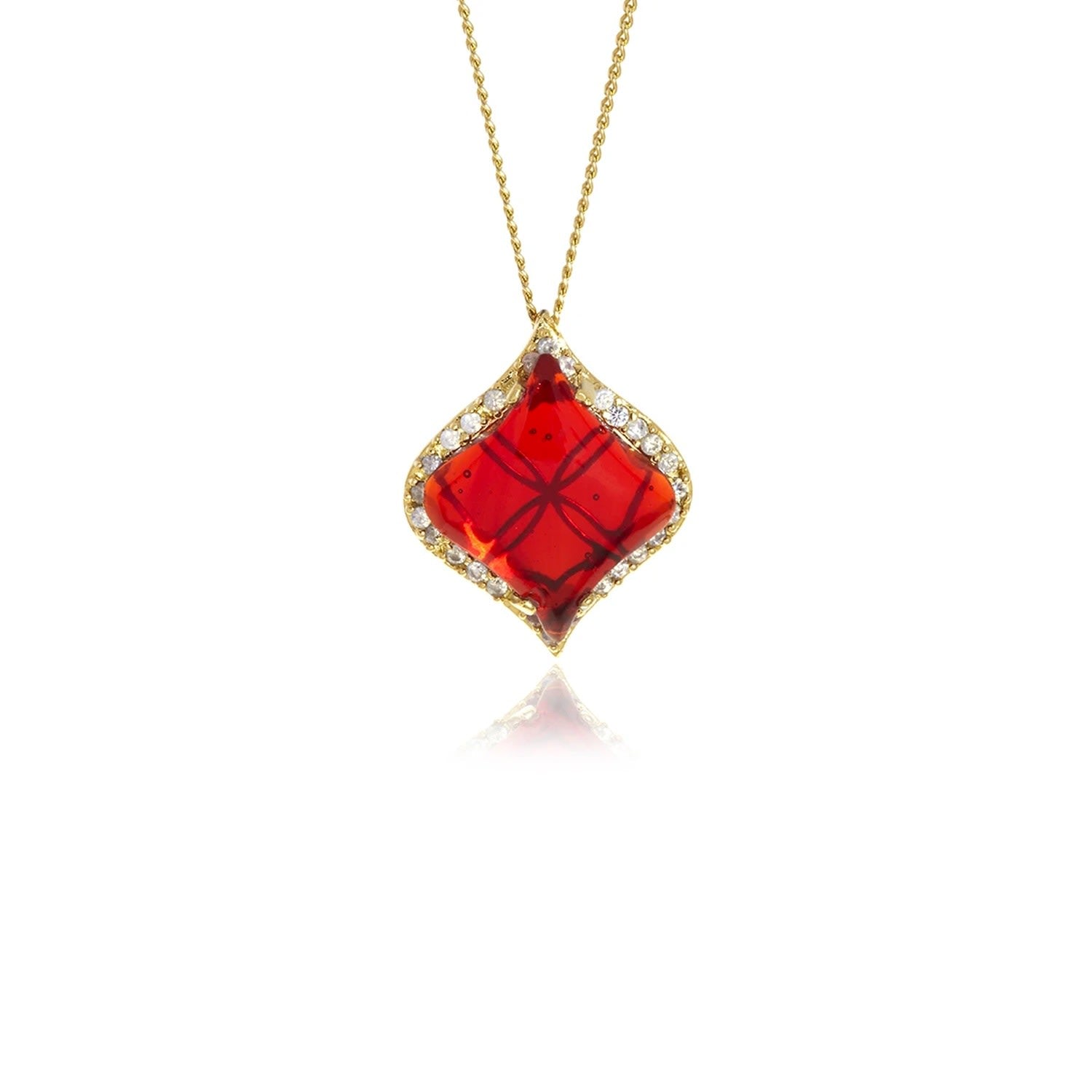 Gold Petal Garnet Pendant