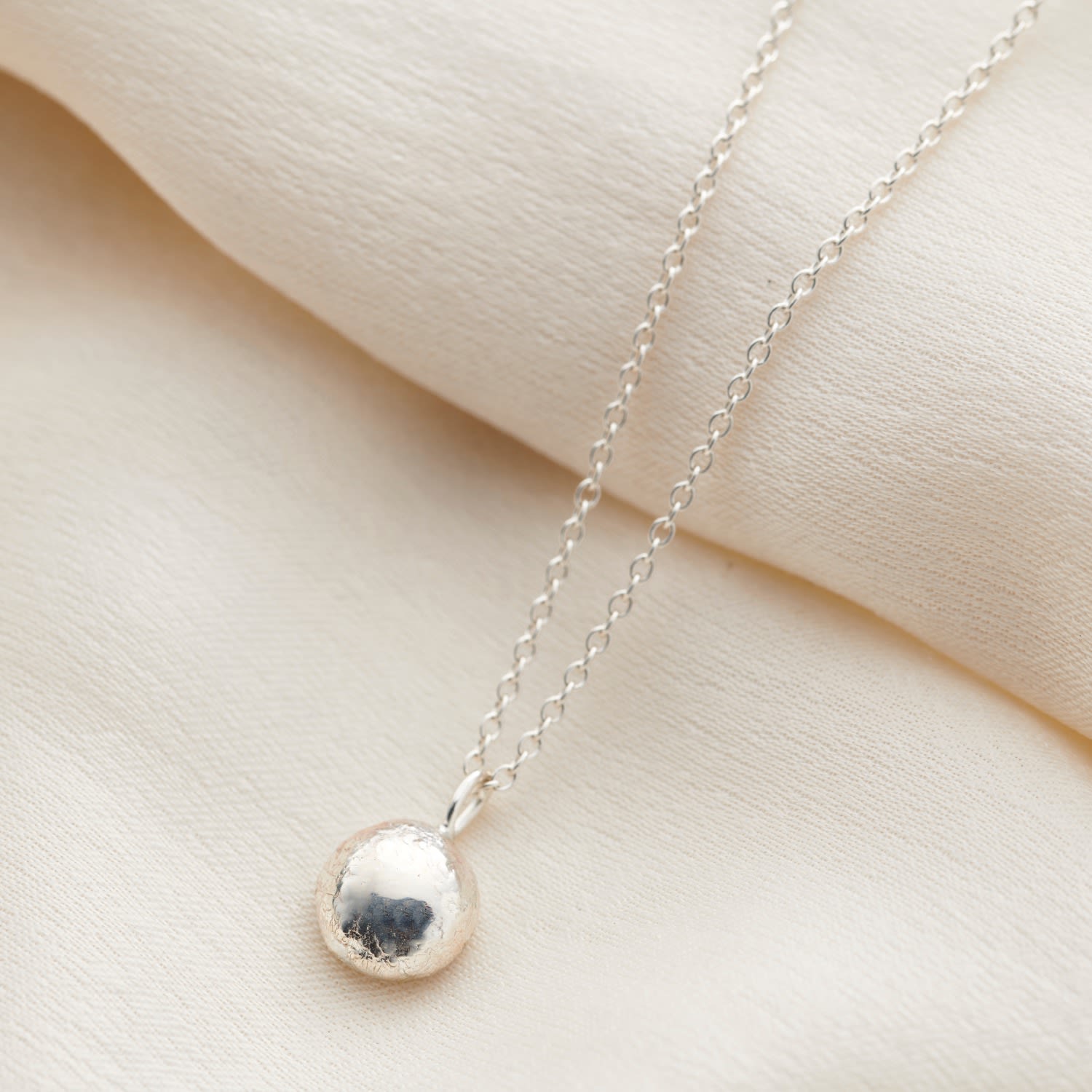 Sterling Silver Molten Orb Necklace