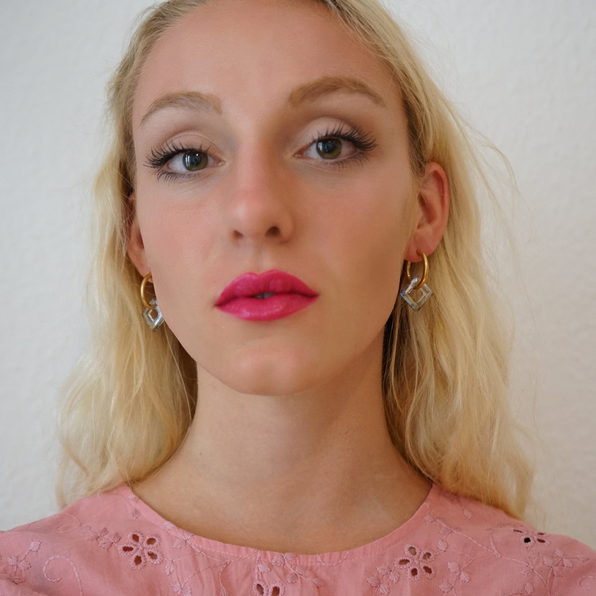 Rectangle Crystal Hoop Earrings Marlene