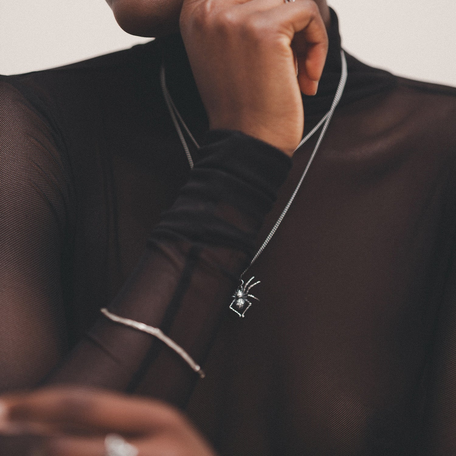 Oxidised Silver Twig Bangle