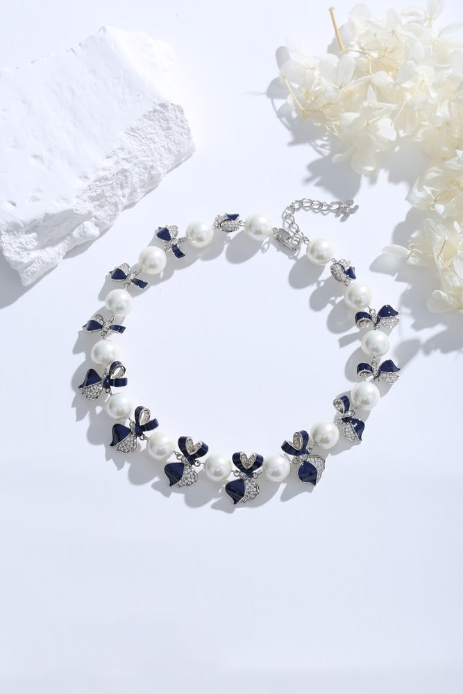 Blue Enamel Butterfly Necklace