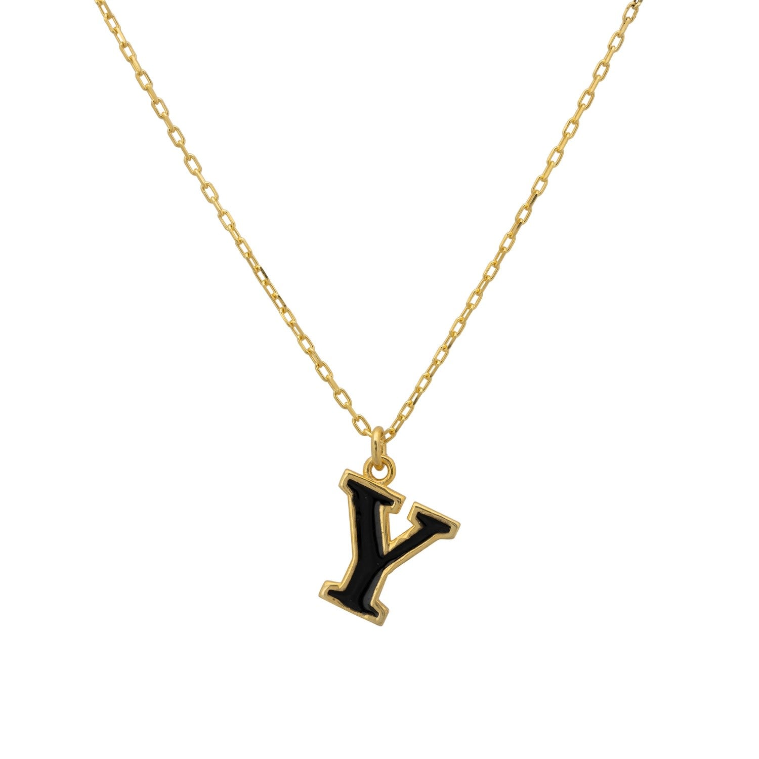 Initial Enamel Necklace Gold Y