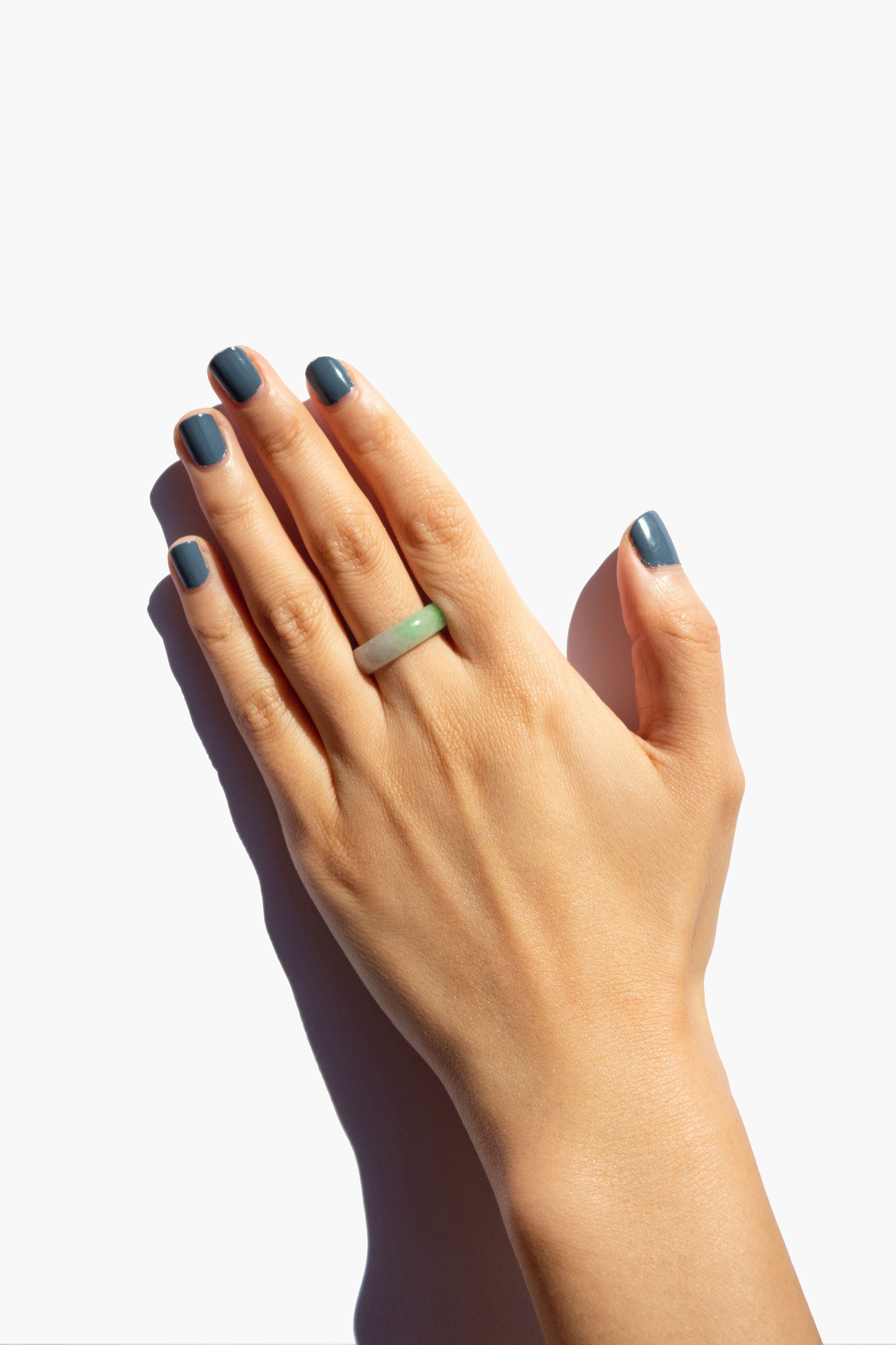 Koi Mottled Green Jade Ring - Green