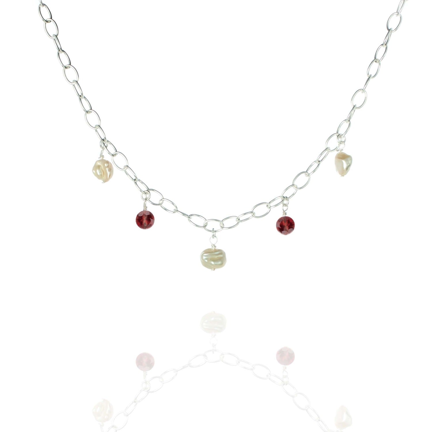 Keshi Pearls & Garnet Necklace