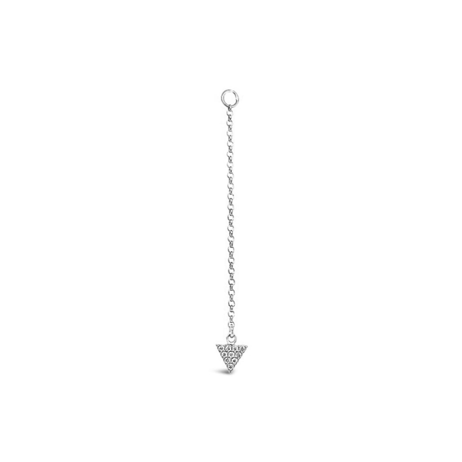 Single Earring Triangle Cz Charm With Chain