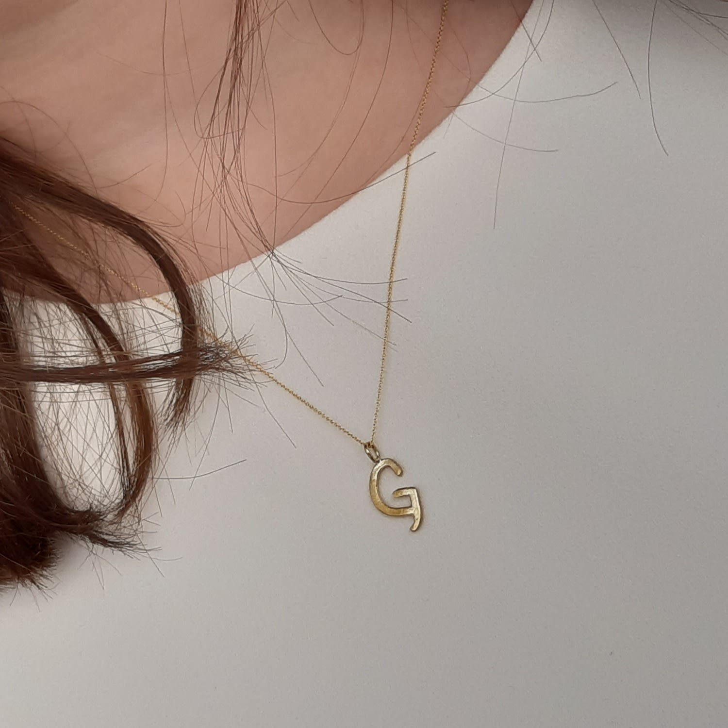 Solid Gold Letter G Pendant Necklace