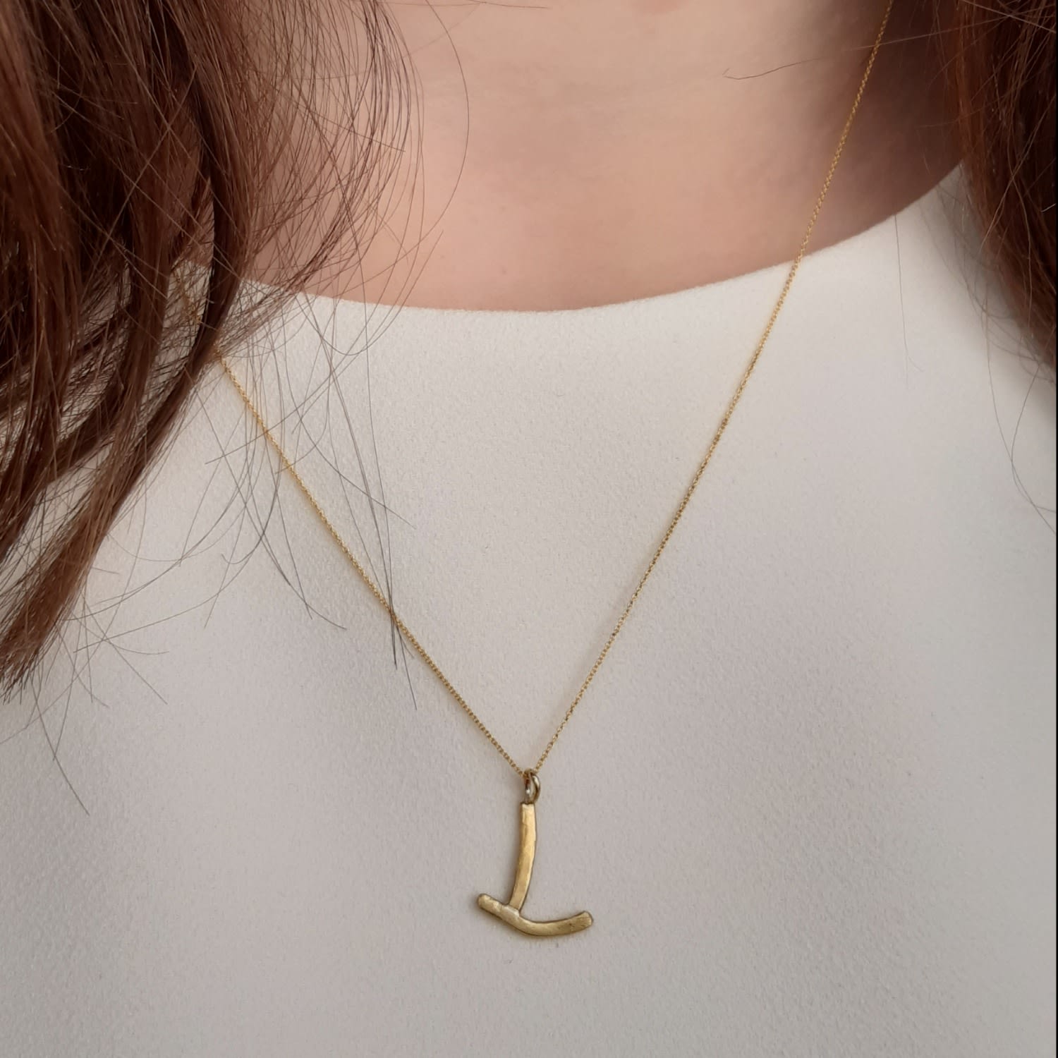 Solid Gold Letter L Pendant Necklace
