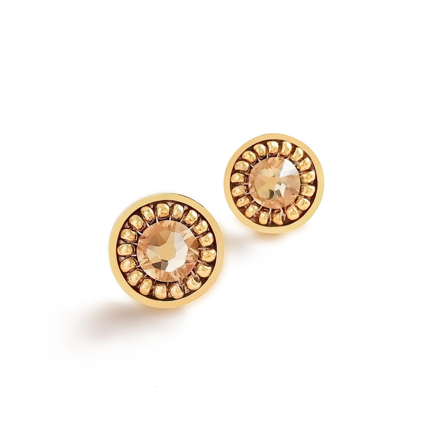 Vintage Sparkle Stud Earrings - Light Topaz