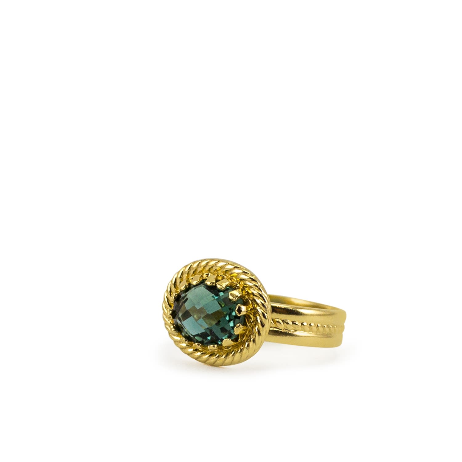 Luccichio Green Agate Band Ring