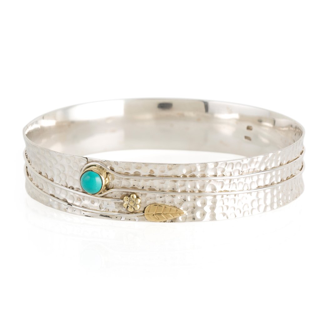 Secret Garden Silver Bangle - Turquoise