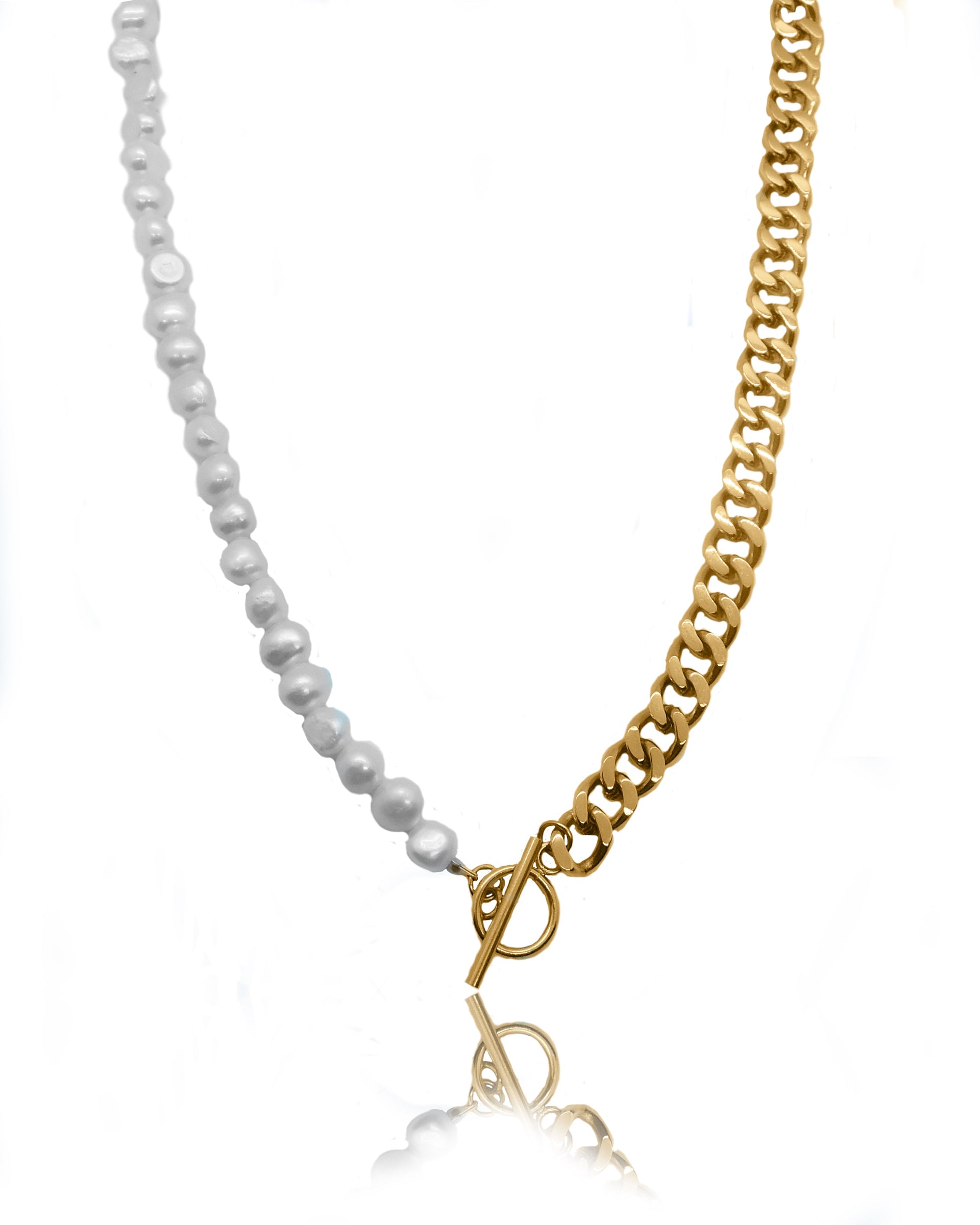 Blanche Fresh Water Oyster Pearl Cuban Chain Necklace
