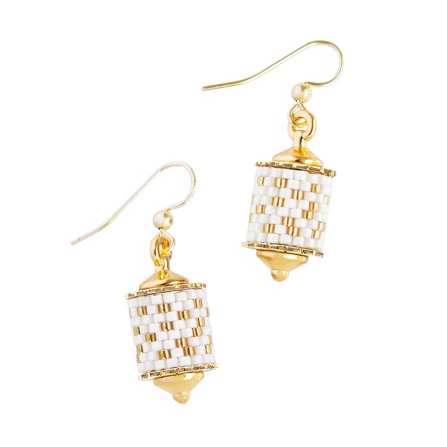Everyday Drop Earrings - White Gold Dots