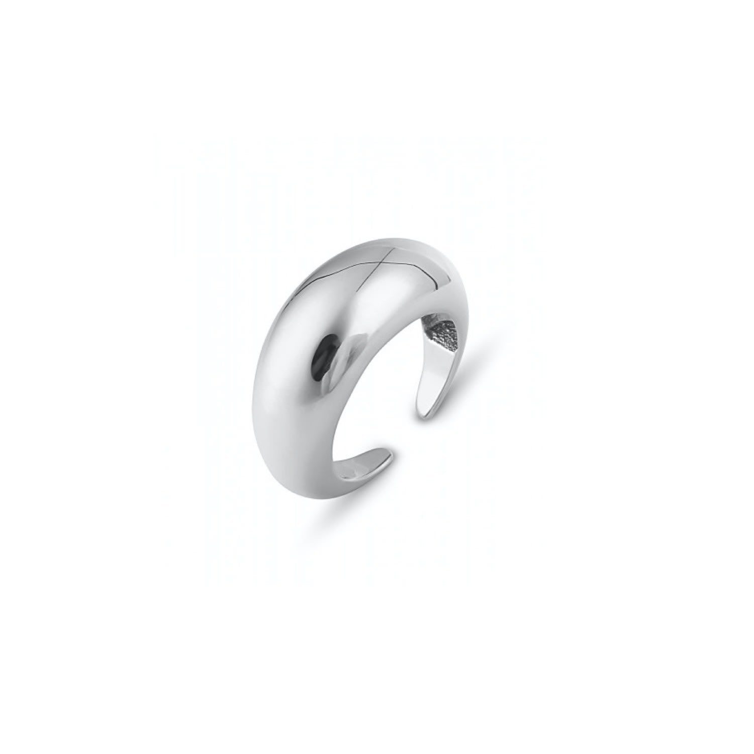 Sterling Silver Dome Crescent Ring - Silver