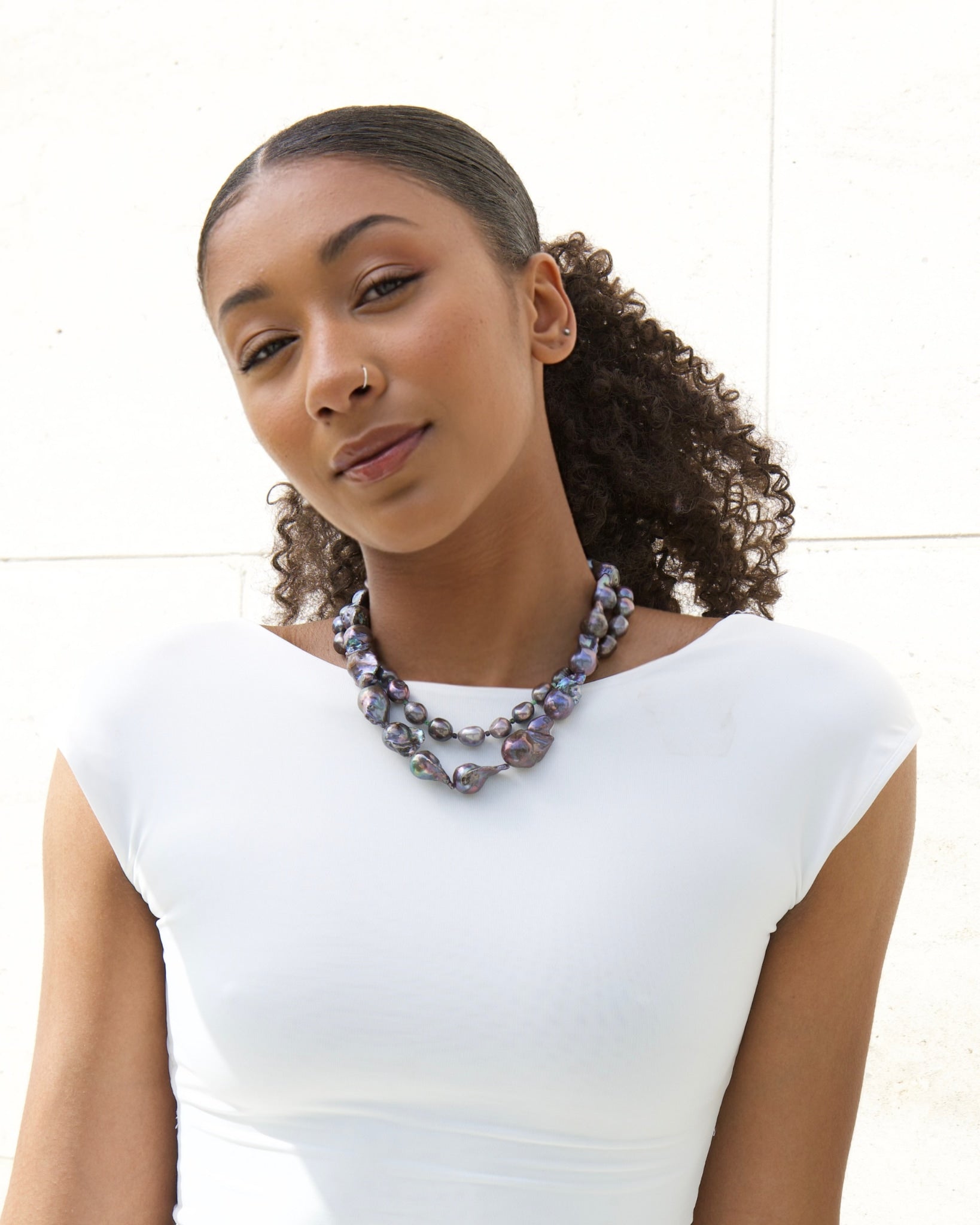 Capri Necklace With Dark Baroque Pearls