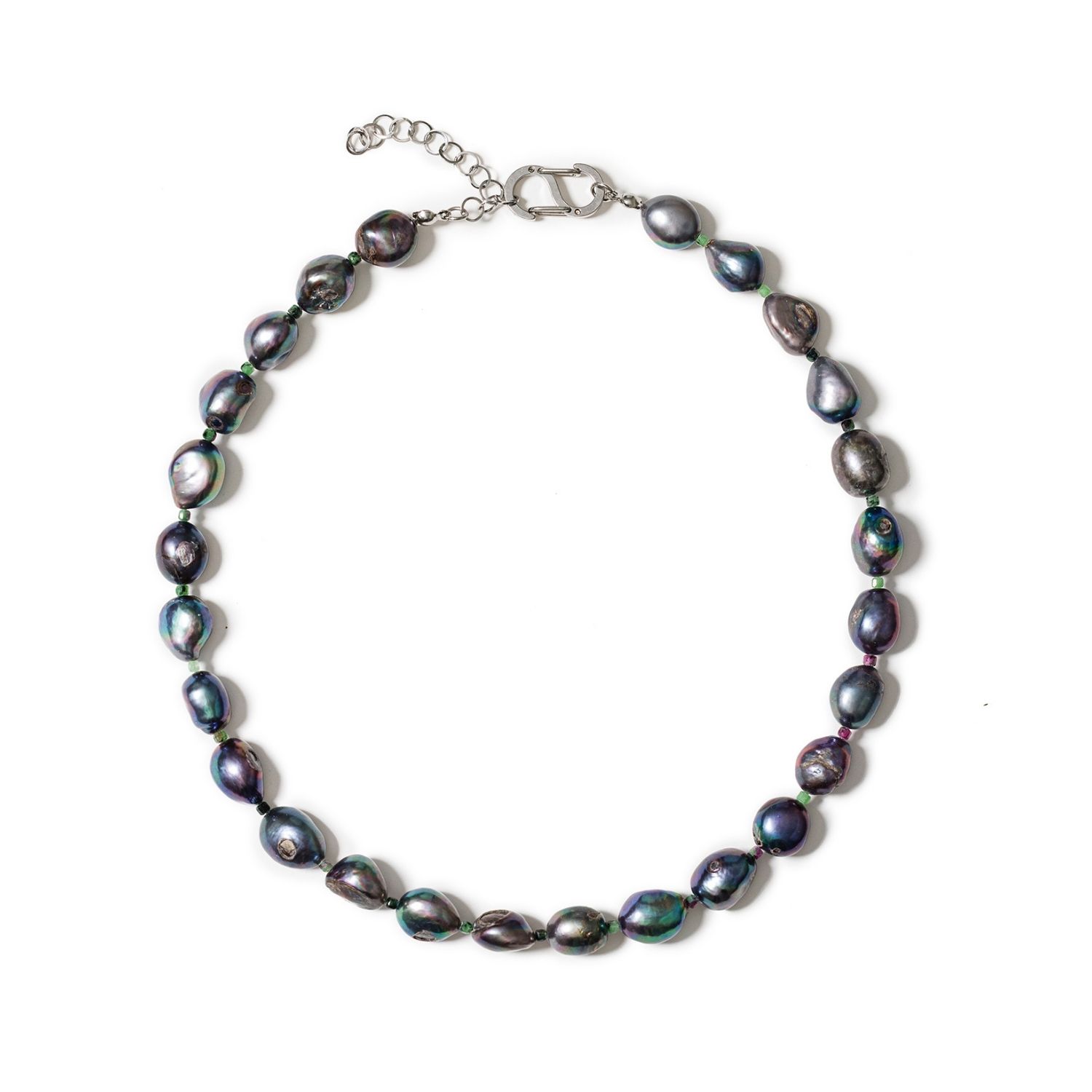 Palermo Necklace With Dark Baroque Pearls & Serpentine Accents