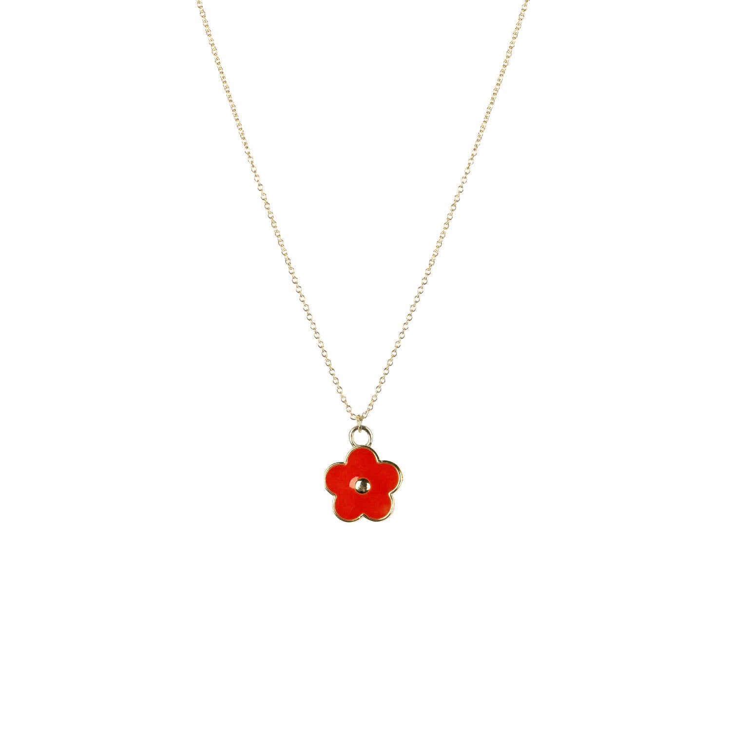 Flower Power Chain Necklace With Enamel Flower Pendant