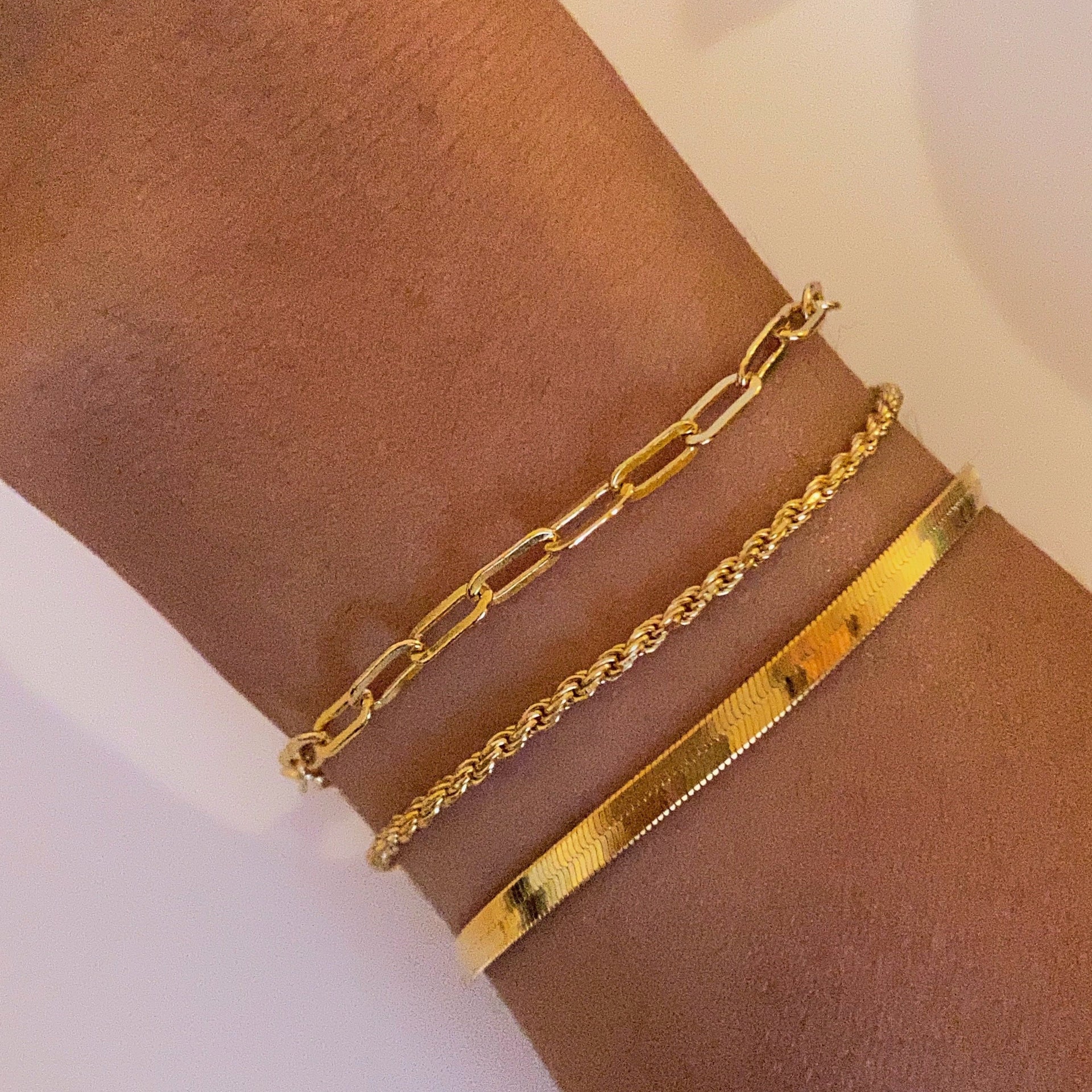 Gold Paperclip Link Chain Bracelet