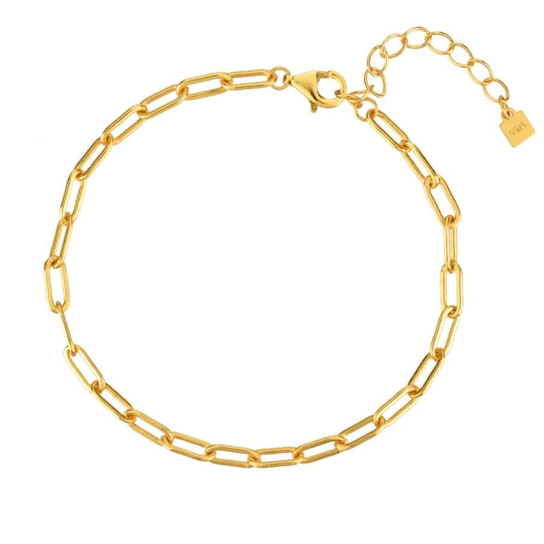 Gold Paperclip Link Chain Bracelet
