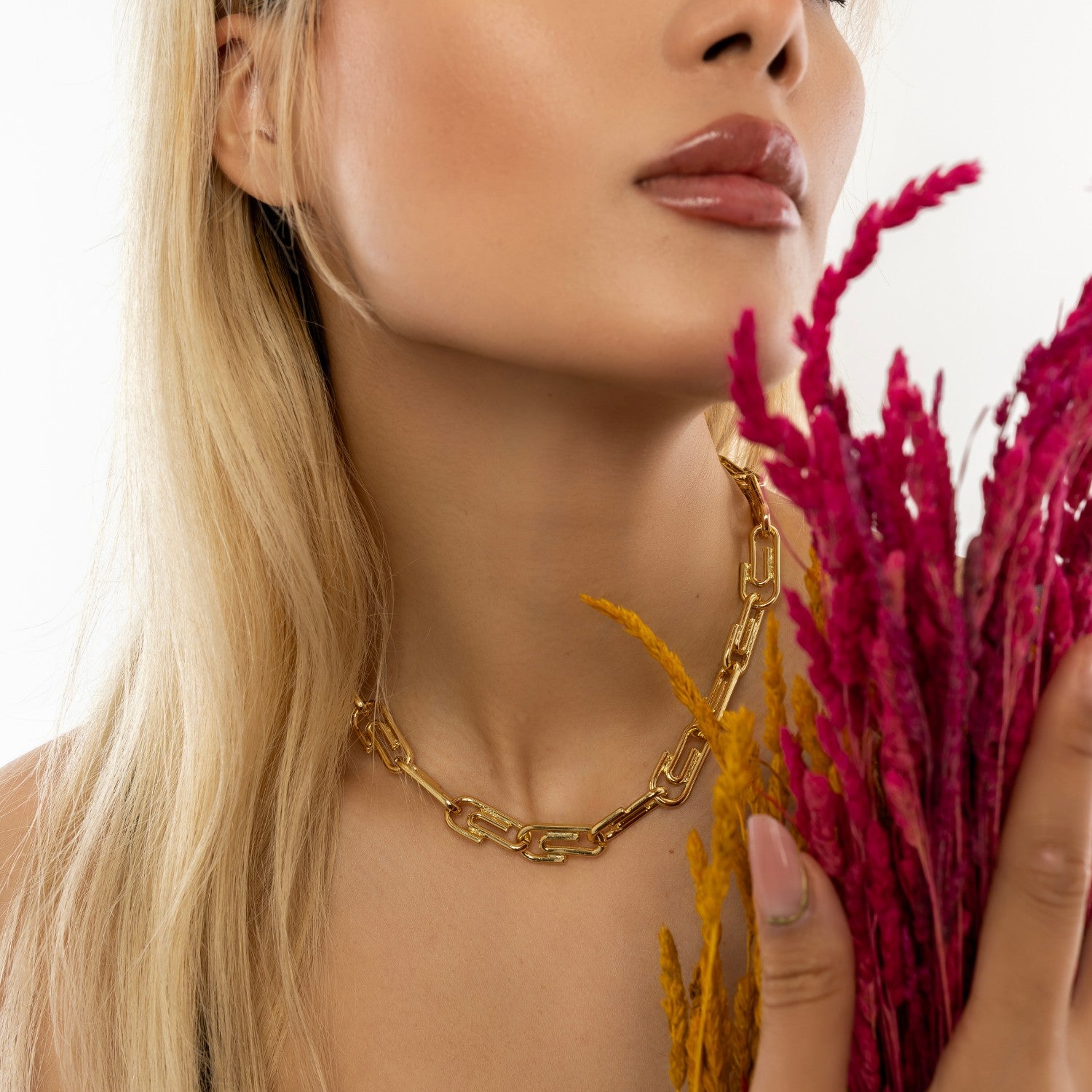 Paperclip Chain Gold Designer Necklace