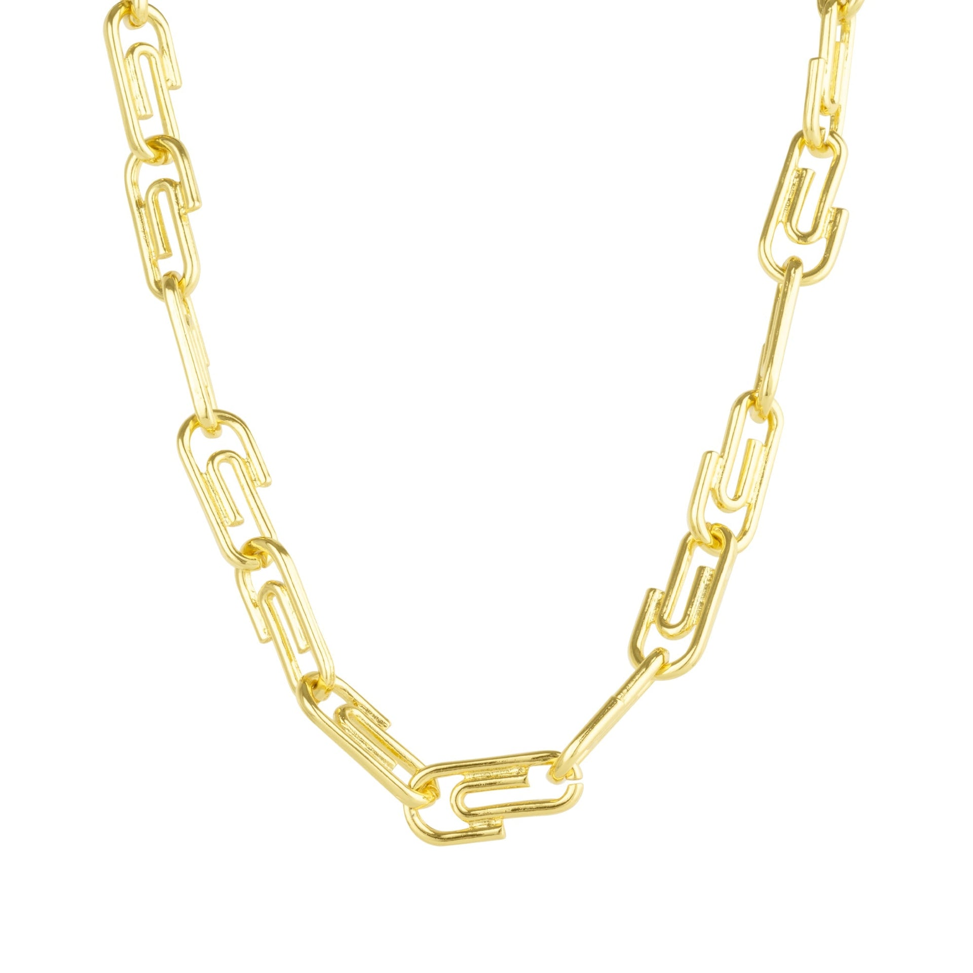 Paperclip Chain Gold Designer Necklace