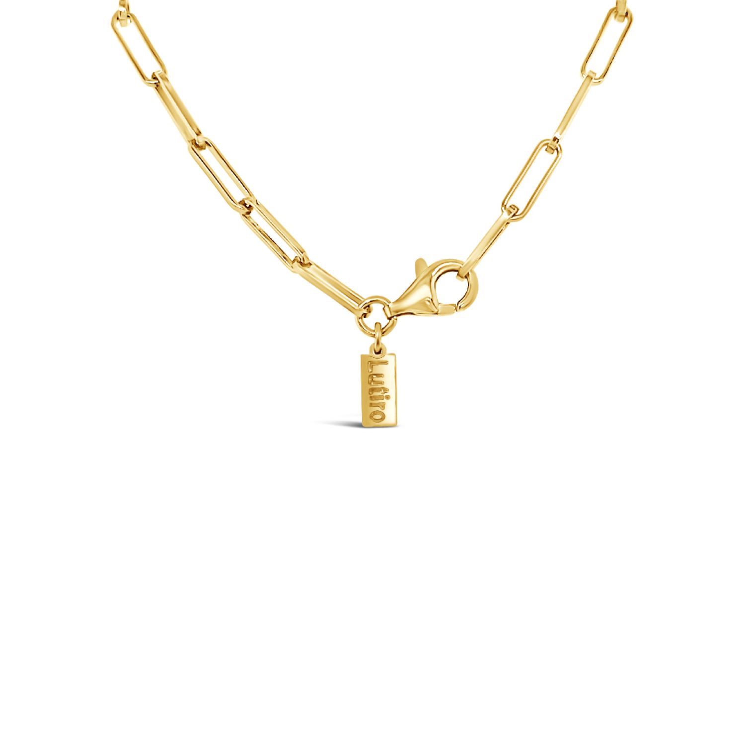 Paperclip Chain With Colored Stone-White Cz-Gold