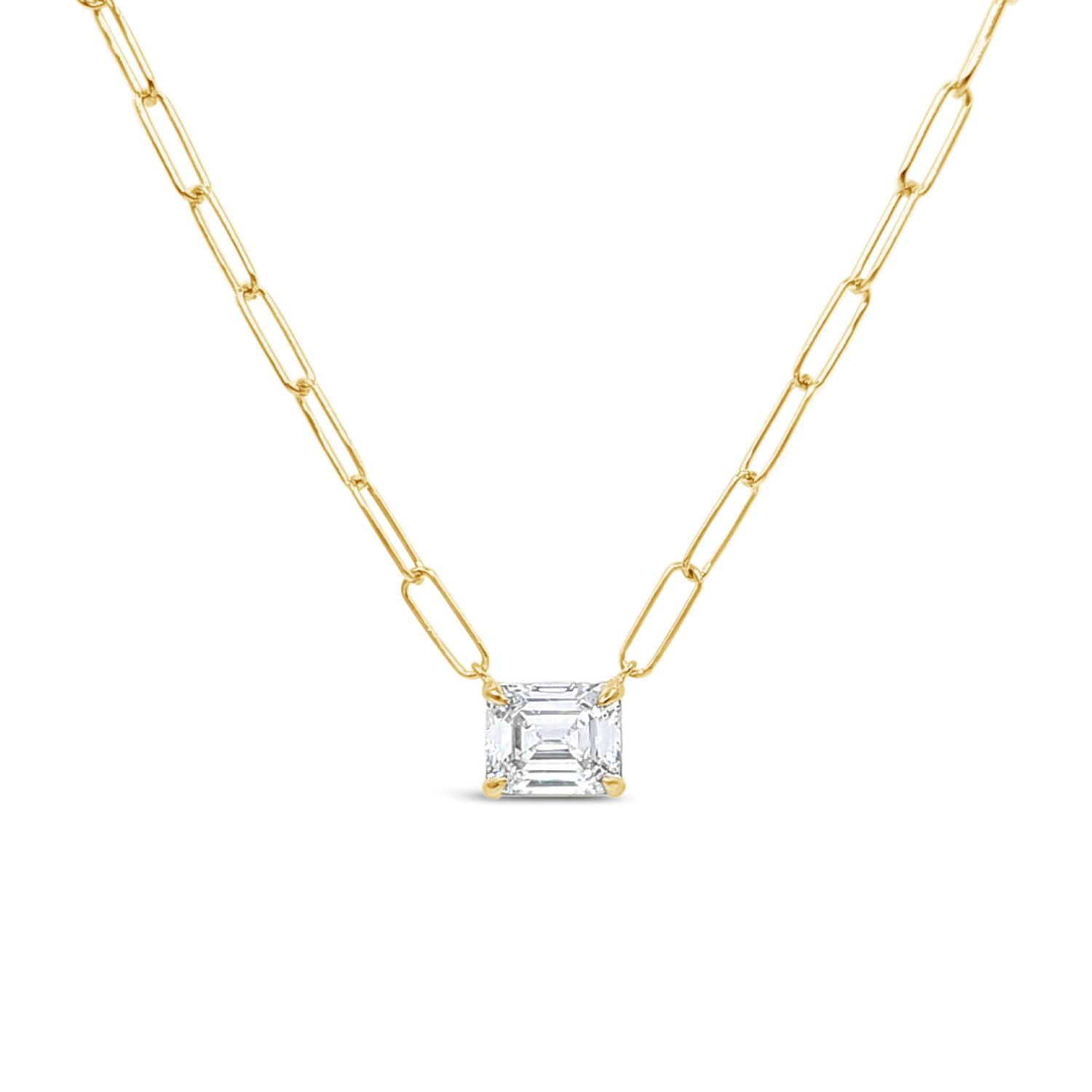 Paperclip Chain With Colored Stone-White Cz-Gold