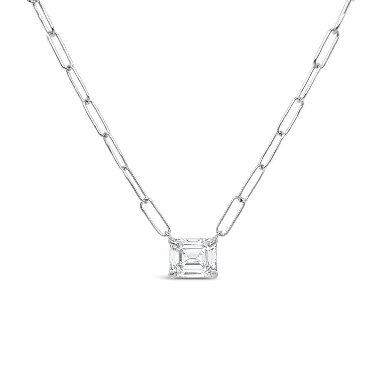 Paperclip Chain With Colored Stone-White Cz