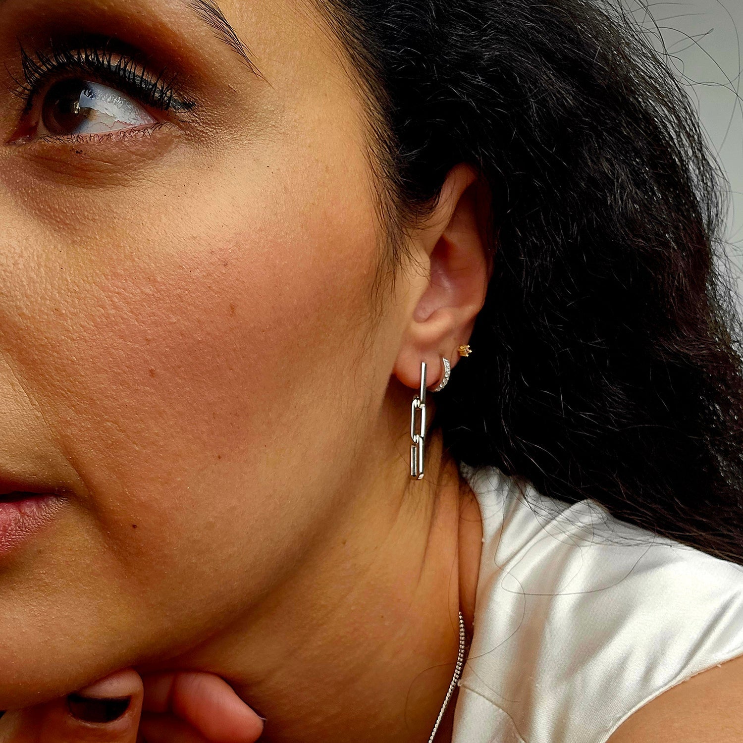 Paperclip Link Chain Everyday Drop Sterling Silver Earrings