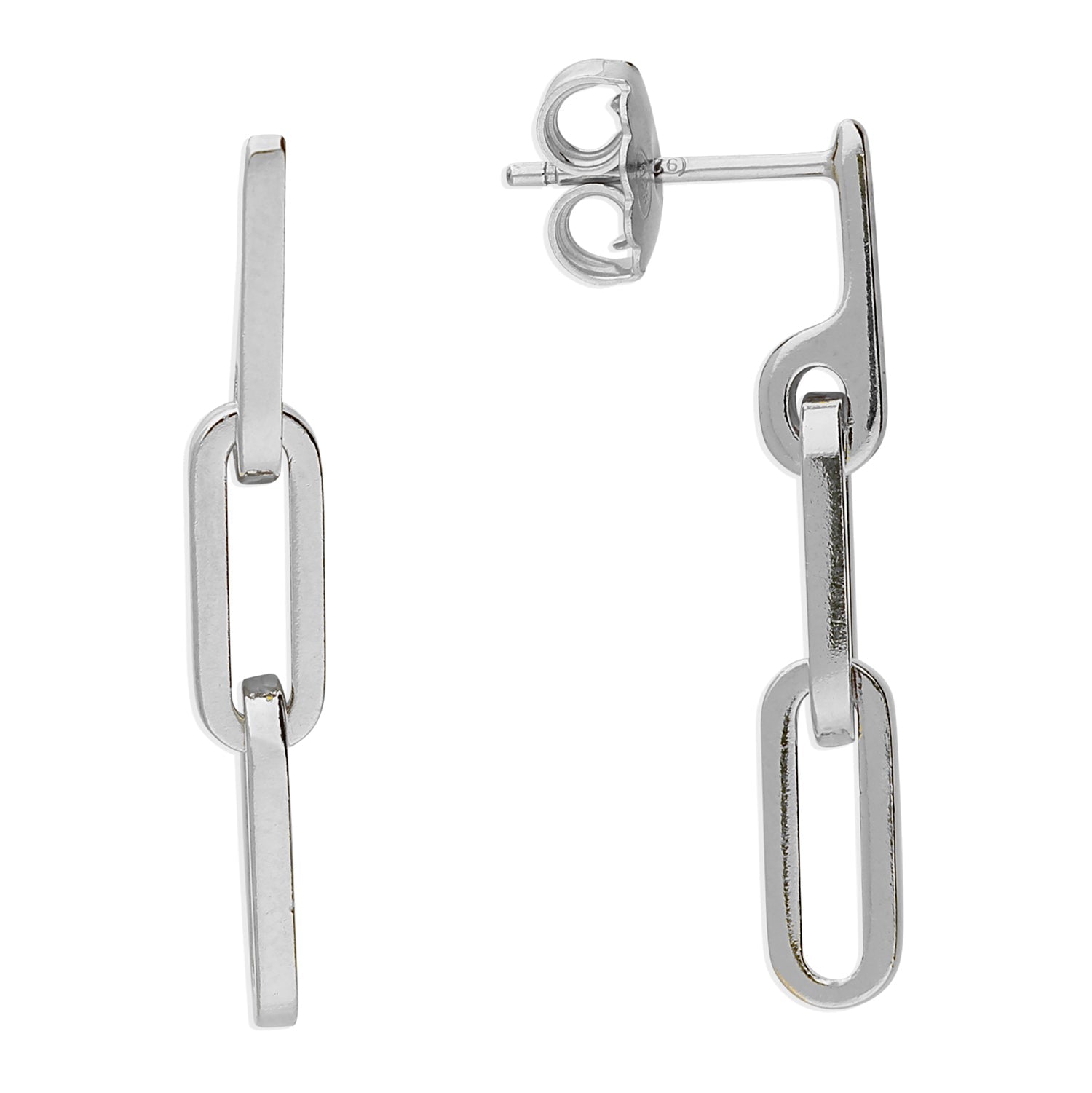 Paperclip Link Chain Everyday Drop Sterling Silver Earrings