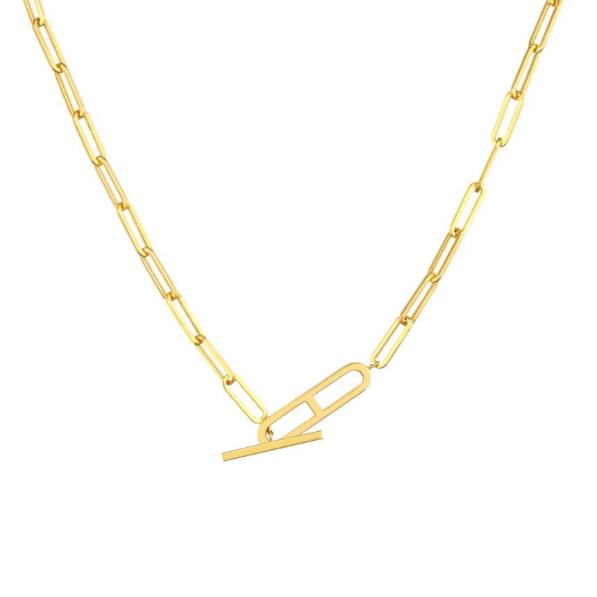 Paperclip Necklace With Toggle Clasp
