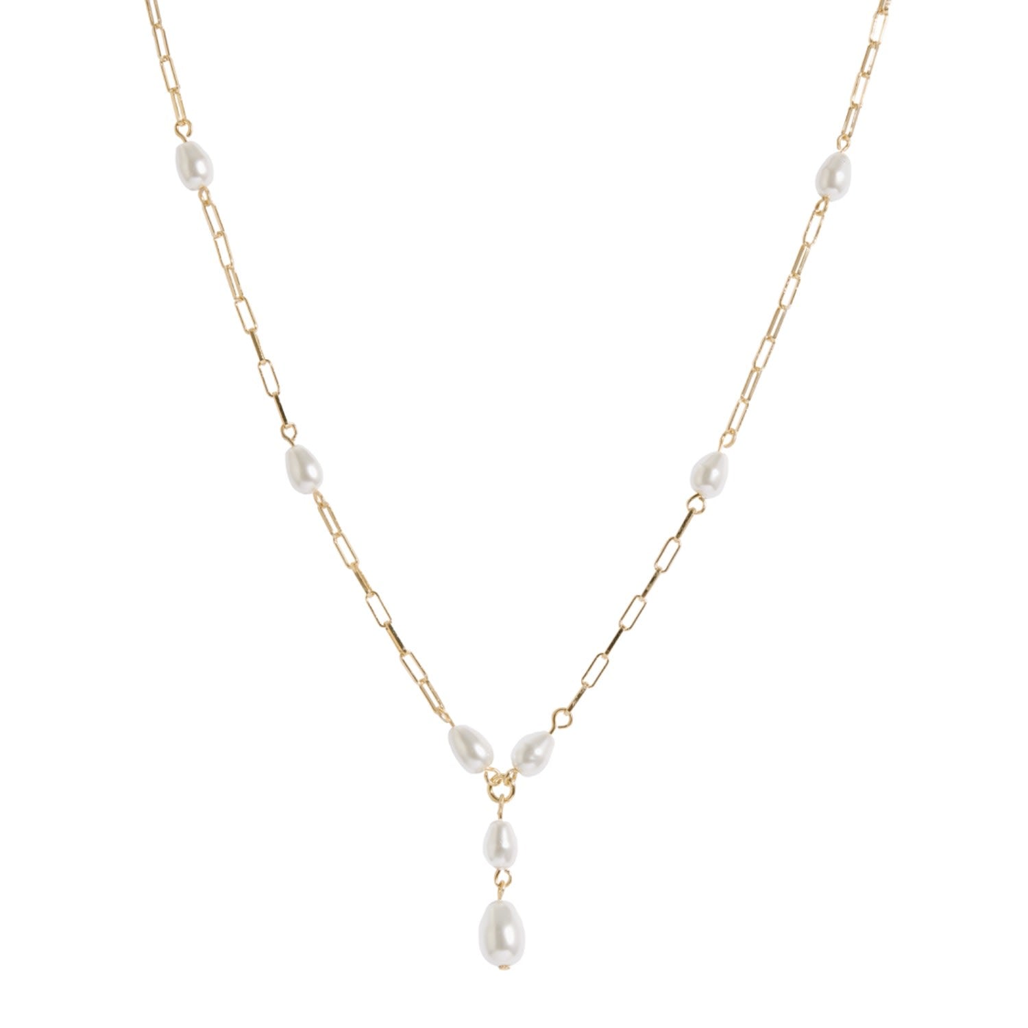 Paperclips & Pearls Necklace Gold