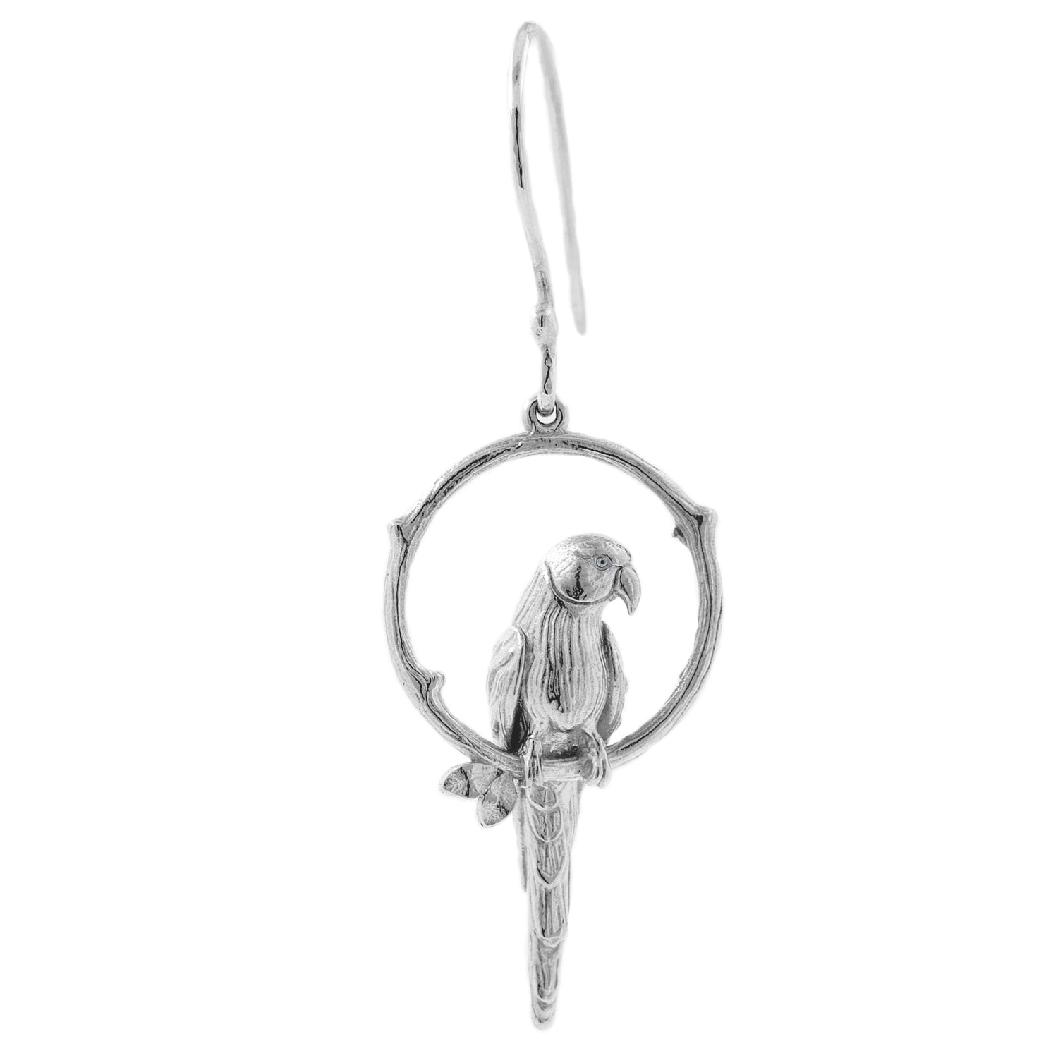 Parakeet Earring – Large, Upright - Silver