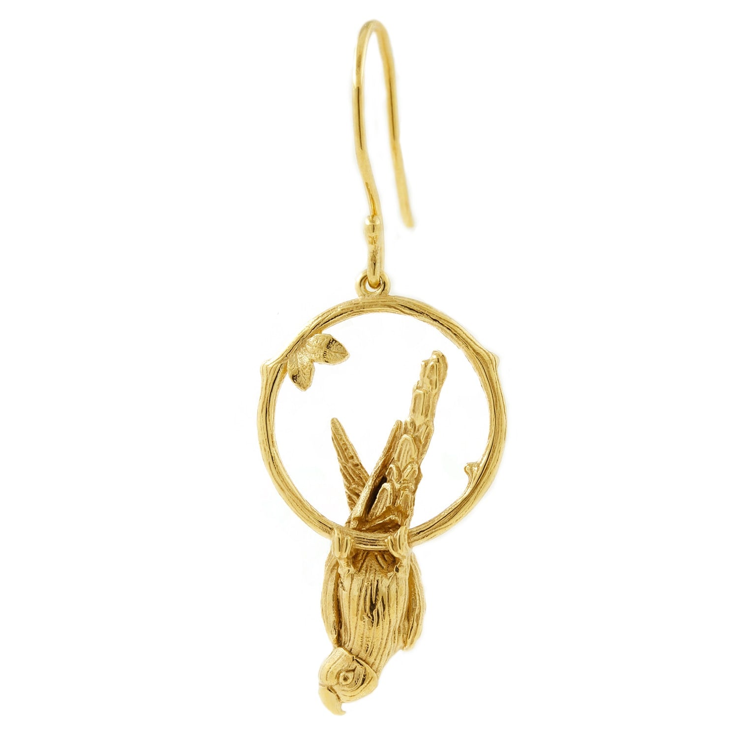 Parakeet Earring – Large, Upside Down - Gold