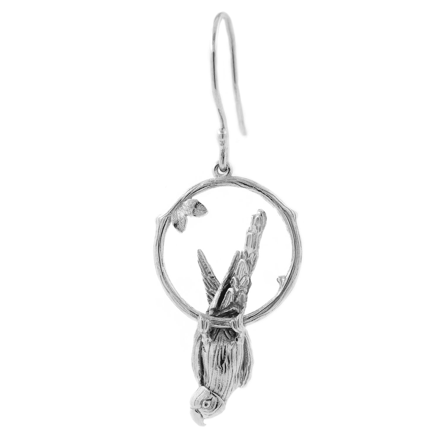 Parakeet Earring – Large, Upside Down - Silver