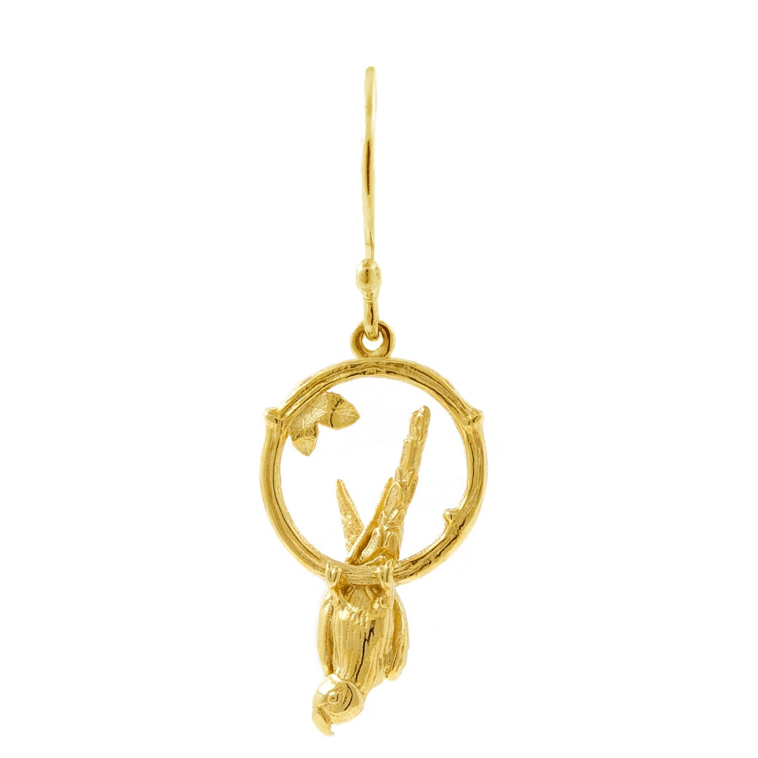 Parakeet Earring – Small, Upside Down - Gold