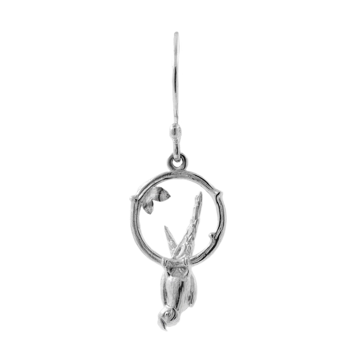 Parakeet Earring – Small, Upside Down - Silver