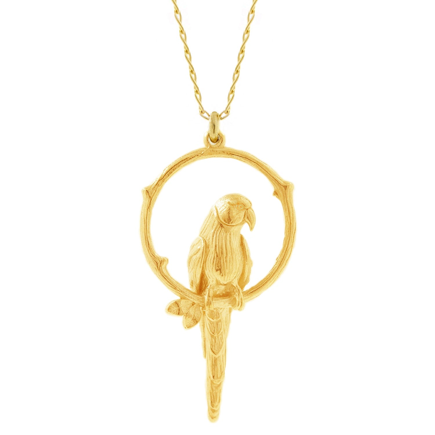 Parakeet Necklace – Large, Upright - Gold