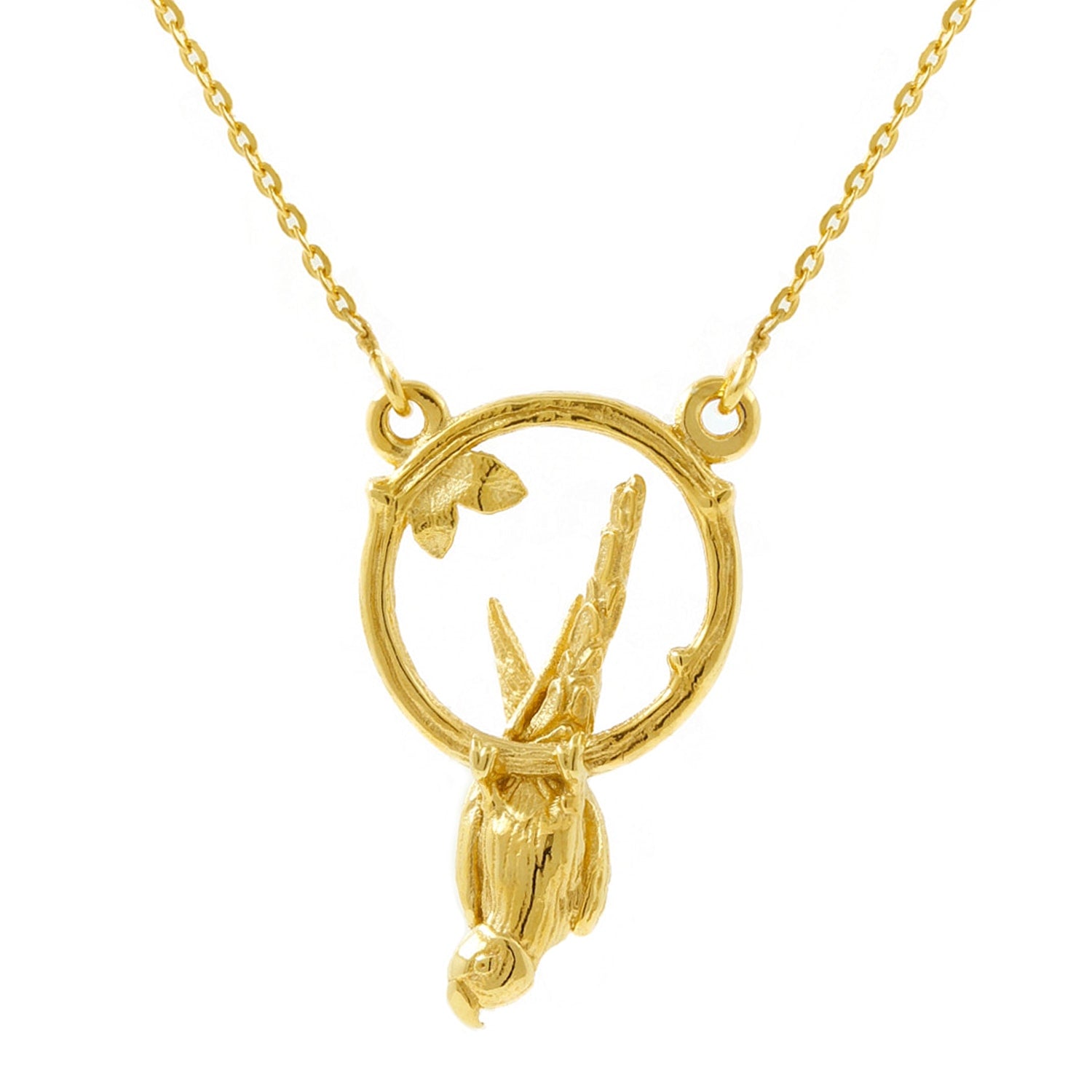 Parakeet Necklace – Small, Upside Down - Gold