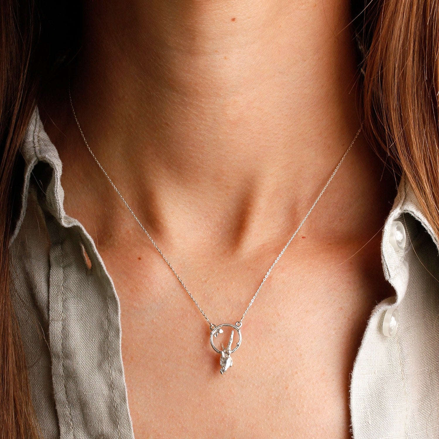Parakeet Necklace – Small, Upside Down - Silver