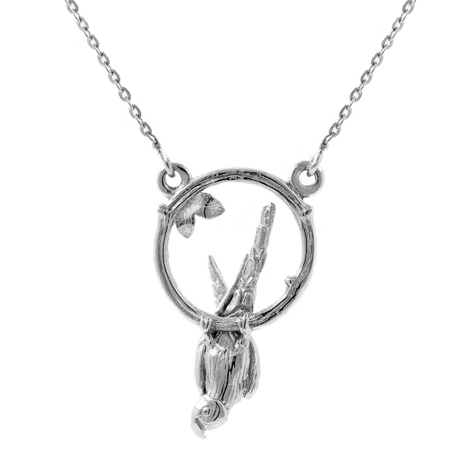 Parakeet Necklace – Small, Upside Down - Silver
