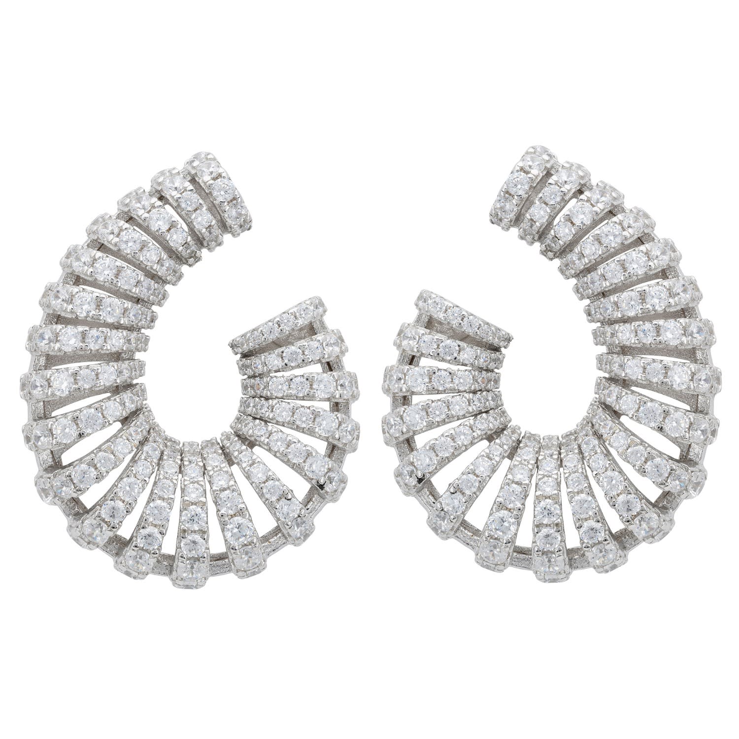 Parisian Swirl Hoop Earrings Silver