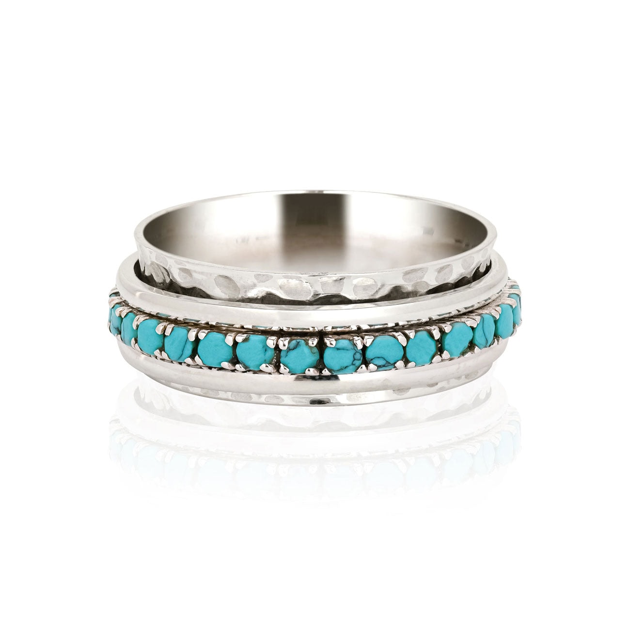 Parvati Silver Spinning Ring - Turquoise